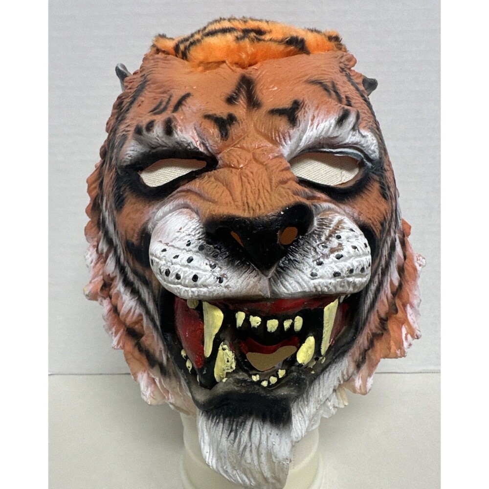 Tiger Mask Adult Latex Halloween Horror Cosplay Costume Mascot Over The Face